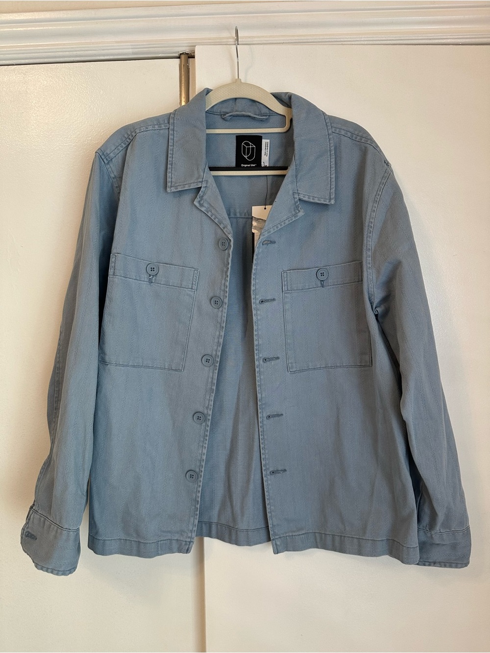 Original Use Light Blue Women's Jean Jacket - Button-Front Workwear Style